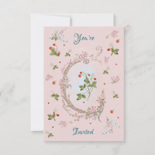 Marie Antoinette Petite Strawberry Pink Invitation