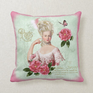 Marie Antoinette Pink Damask Peony Pillow　cushio Cushion