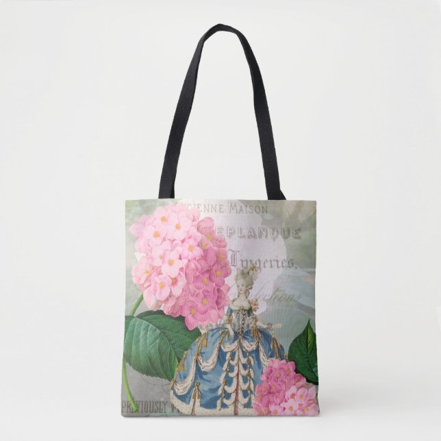 Marie Antoinette Pink Flowers Tote Bag (Front)