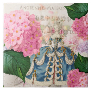 Marie Antoinette Pink Hydrangea Ceramic Tile