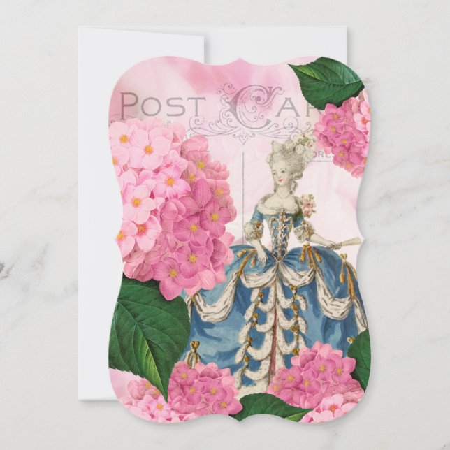 Marie Antoinette Pink Hydrangea Custom Invitations (Front)