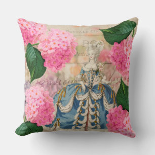 Marie Antoinette Pink Hydrangeas Throw Pillow