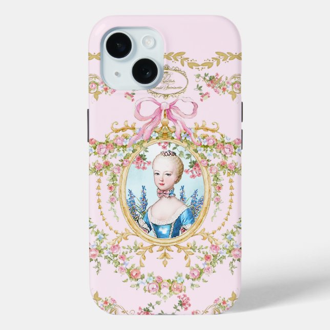 Marie Antoinette pink rose frame iphone Case-Mate iPhone Case (Back)
