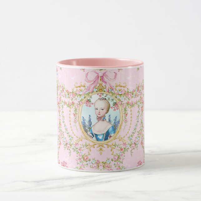 Marie Antoinette Pink Rose Frame Mug (Center)