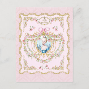 Marie Antoinette pink rose frame Postcard