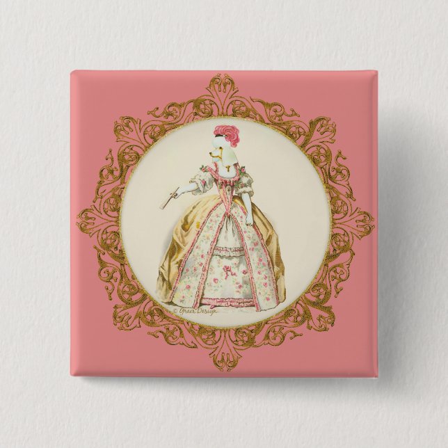 Marie Antoinette Poodle 15 Cm Square Badge (Front)