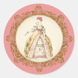 Marie Antoinette Poodle Classic Round Sticker