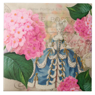Marie Antoinette Redoute Hydrangea Ceramic Tile