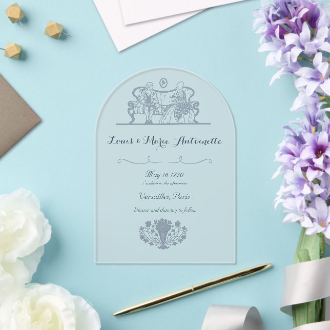 Marie Antoinette Rococo Dusty Blue Wedding Acrylic Invitations (Insitu (Wedding))