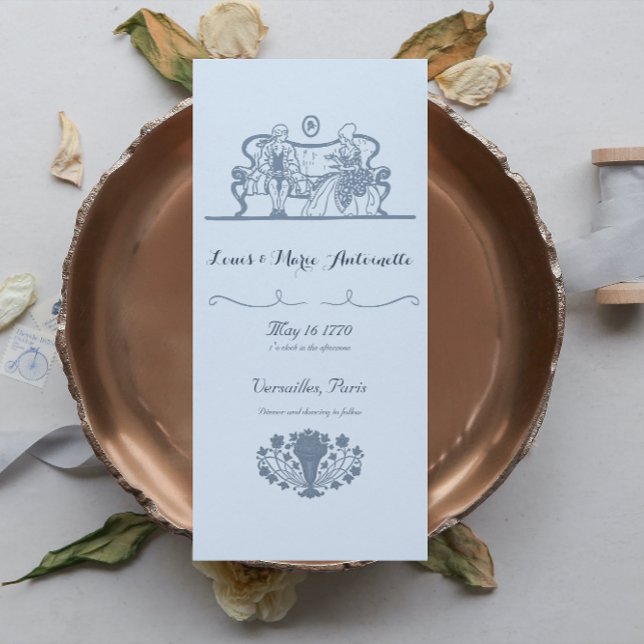 Marie Antoinette Rococo Dusty Blue Wedding Invitation (Creator Uploaded)