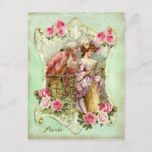 Marie Antoinette Rococo Lovers Rose Lady Postcard