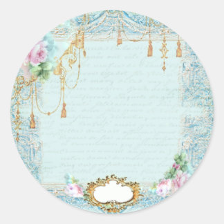 Marie Antoinette Roses and Lace Stationery/Cards Classic Round Sticker