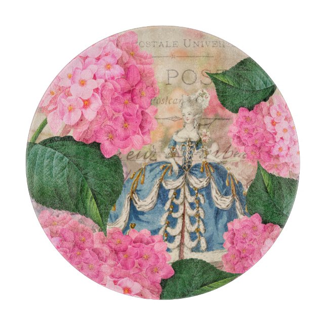 Marie Antoinette Round Glass Cutting Board (Front)