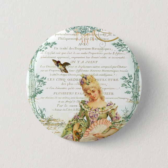Marie Antoinette & Sparrow 6 Cm Round Badge (Front)