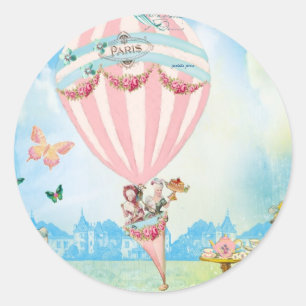 Marie Antoinette Tea at Versailles in a PinkBaloon Classic Round Sticker