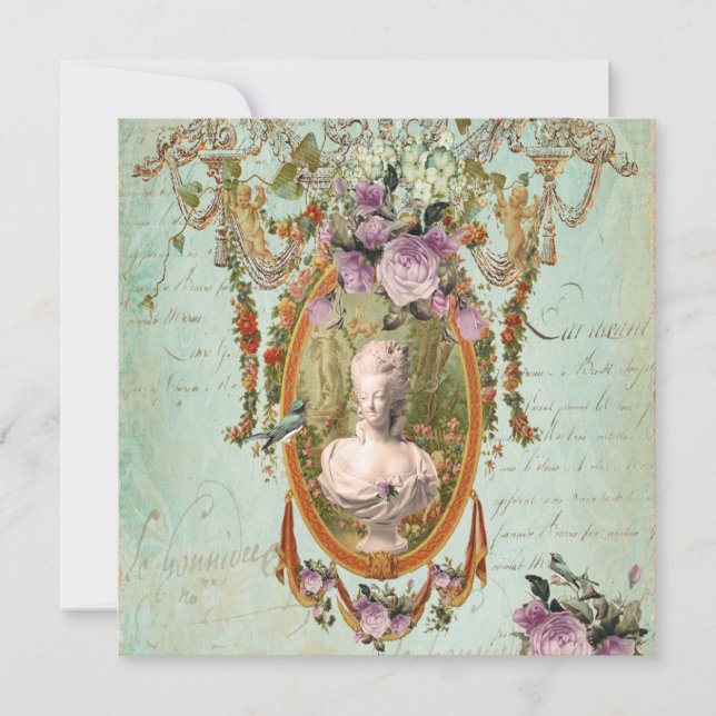 Marie Antoinette Versailles Ancient Gardens Square Invitation (Front)