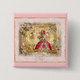 Marie Antoinette Versailles Party Pink 15 Cm Square Badge