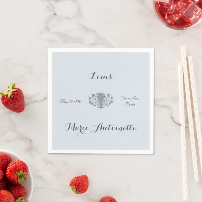 Marie Antoinette Wedding Rococo Dusty Blue Napkin (Insitu)