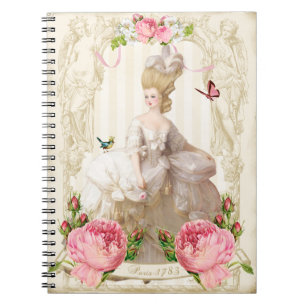 Marie Antoinette White Dress&Pink Roses Notebook