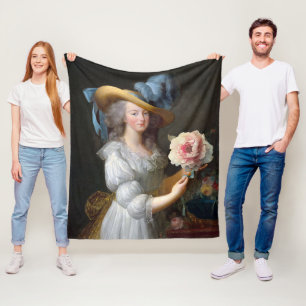 Marie Antoinette with a pink peony Fleece Blanket