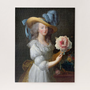 Marie Antoinette with a pink peony Jigsaw Puzzle