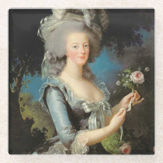 Marie Antoinette with a Rose, 1783 Glass Coaster (Front)