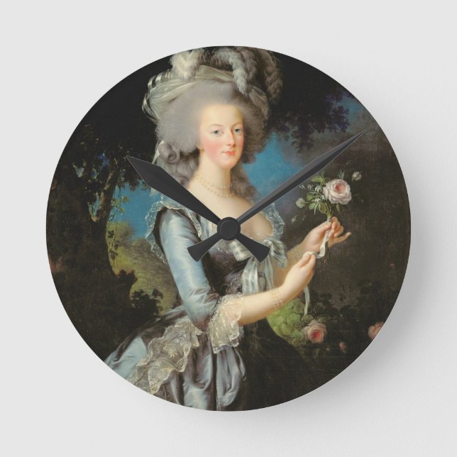 Marie Antoinette with a Rose, 1783 Round Clock (Front)