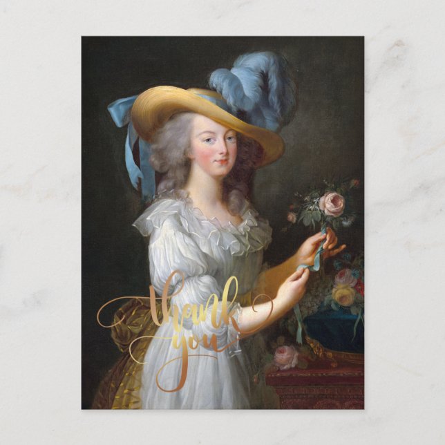 Marie Antoinette with a rose Thank you Postcard (Front)