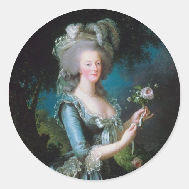 Marie-Antoinette with the Rose by Elisabeth Lebrun Classic Round Sticker (Front)