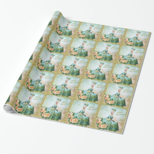 Marie Antoinette Wrapping Paper Emerald Garden