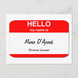 Marie D'Ajurck, Divorce Lawyer Postcard