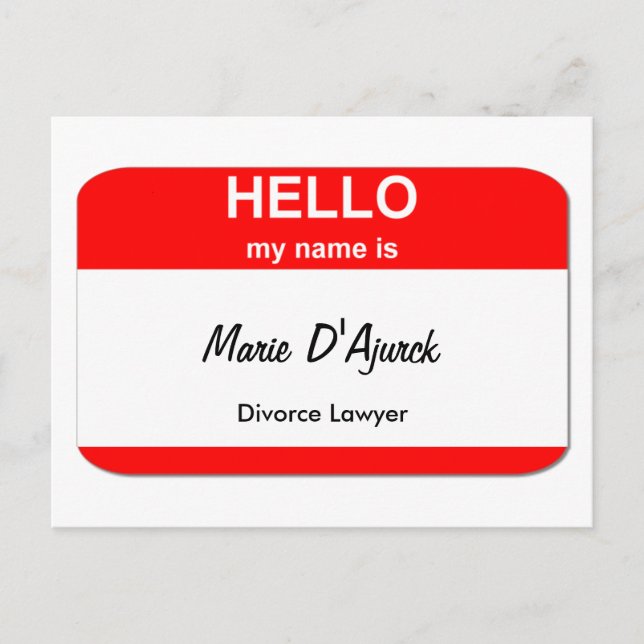 Marie D'Ajurck, Divorce Lawyer Postcard (Front)