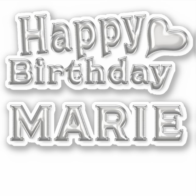 Marie Happy Birthday silver Sticker (Front)