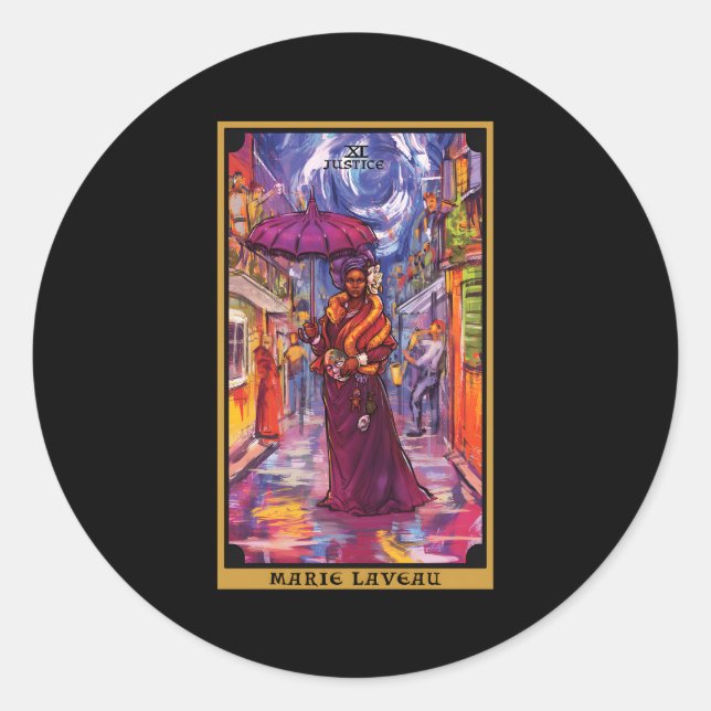 Marie Laveau Justice Tarot Card Voodoo Witch New O Classic Round Sticker (Front)