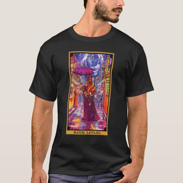 Marie Laveau Justice Tarot Card Voodoo Witch New O T-Shirt (Front)