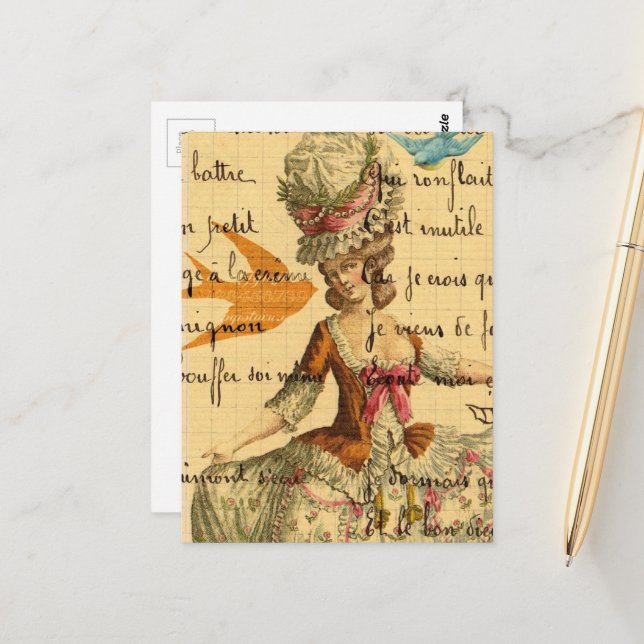 Marie Vintage Collage Postcard (Front/Back In Situ)