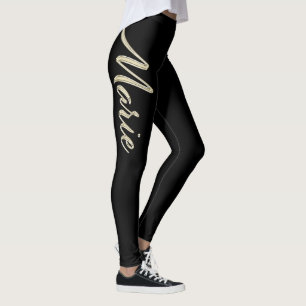 Marie white gold Handwriting Hose Leggings
