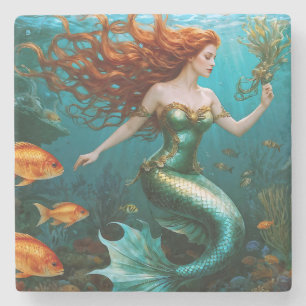“Marielle” – Beautiful Dancing Mermaid Stone Coaster