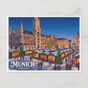 Marienplatz Christmas Market Munich Germany Postcard