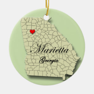Marietta, Georgia. Map, Christmas Ornaments