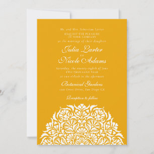 Marigold Amber Whimsical Floral Mandala Wedding Invitation