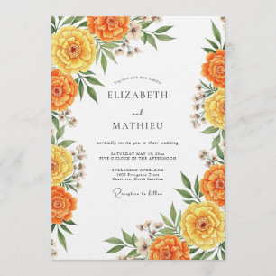 Marigold Artistic Floral Wedding Invitation