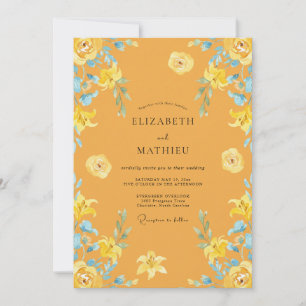 Marigold Azure Lily Wedding Invitation