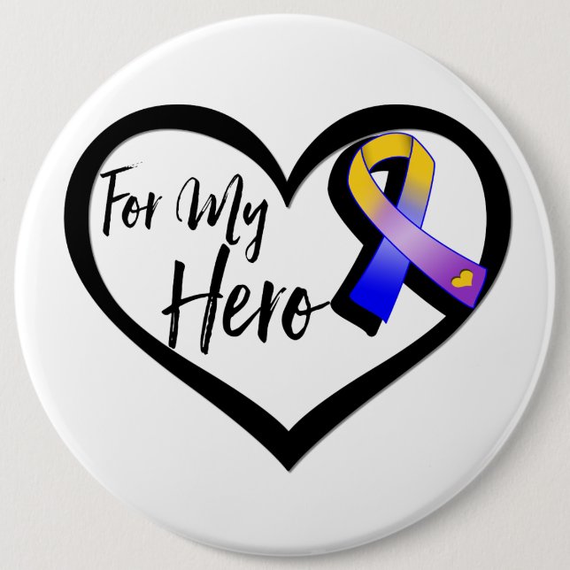 Marigold Blue and Purple Ribbon For My Hero 6 Cm Round Badge (Front)