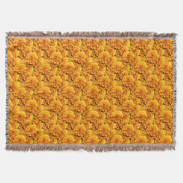 Marigold bouquet - golden orange throw blanket (Front)