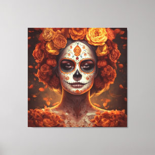 Marigold Catrina Día de los Muertos Canvas Print