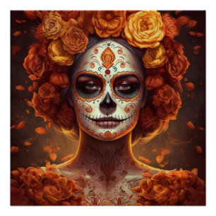 Marigold Catrina Día de los Muertos Poster