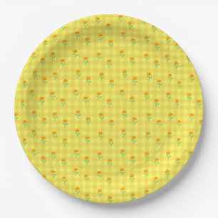 Marigold & Check (Yellow) Paper Plate