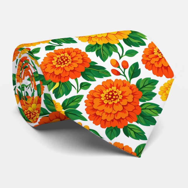 Marigold Fiesta Necktie (Green Back) (Rolled)