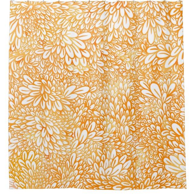 Marigold Floral: Simple Orange Pattern Shower Curtain (Front)
